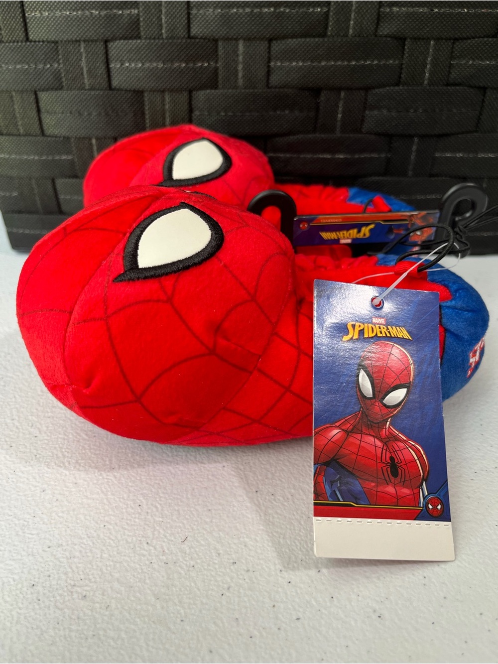 Spiderman Plush Red and Blue Character Slippers